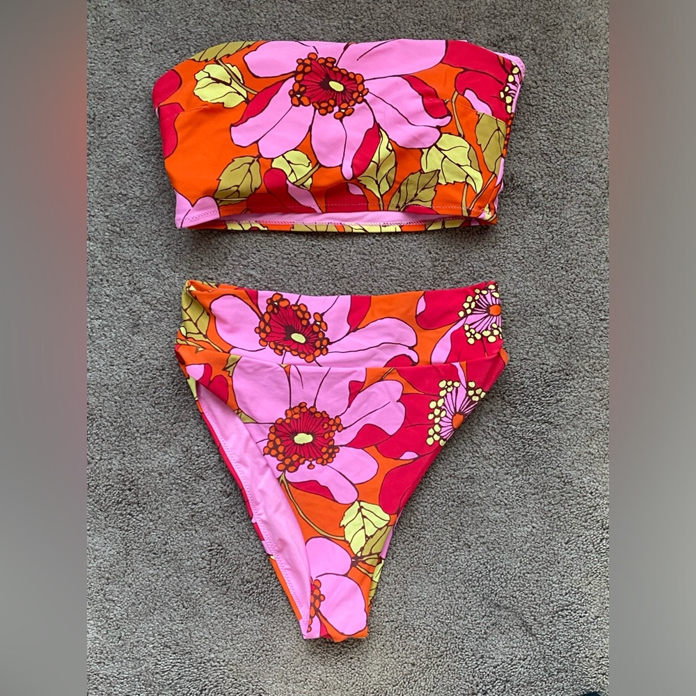 Aerie Pink and Orange Floral Bikini